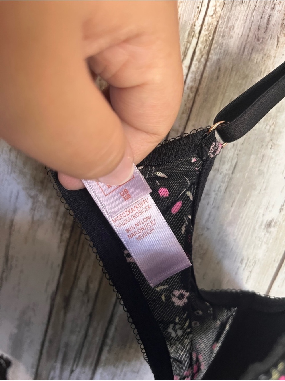 NWT Savage X Fenty Floral Mesh Underwire Bra Black Pink - Picture 4 of 4